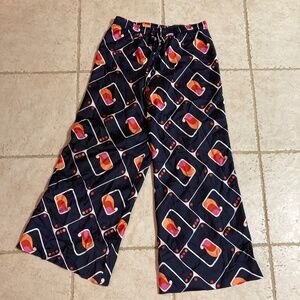 Zara Printed Wide Leg Satin Pants Size Medium